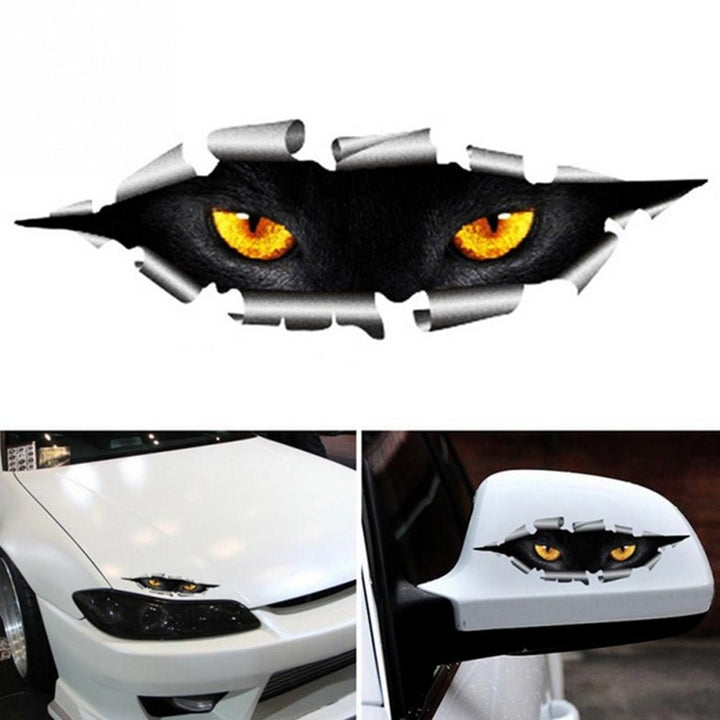 Autocollant 3D Voiture Yeux de Chat Noir - 
