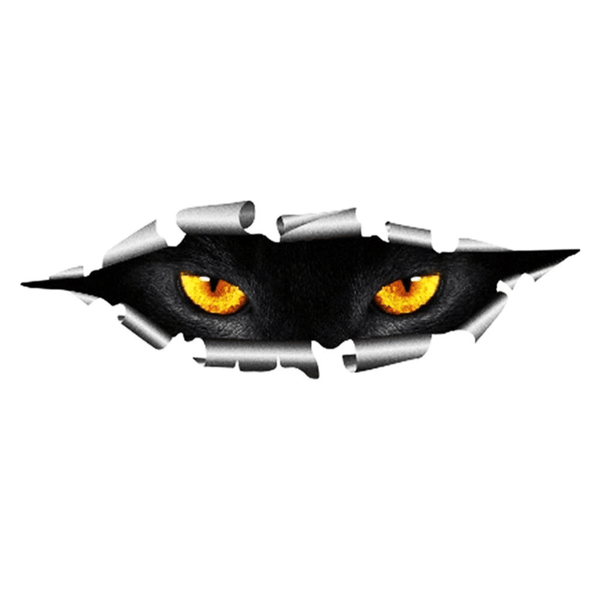 Autocollant 3D Voiture Yeux de Chat Noir - 