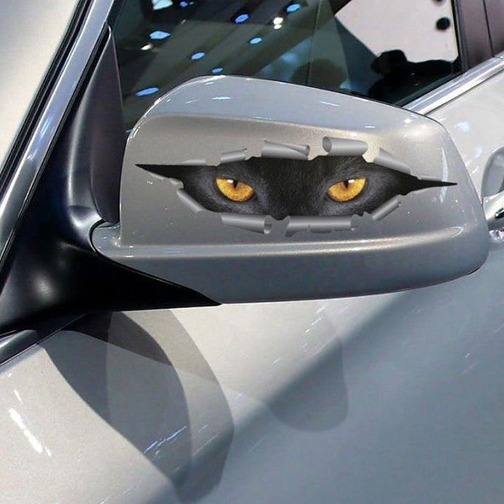 Autocollant 3D Voiture Yeux de Chat Noir - 