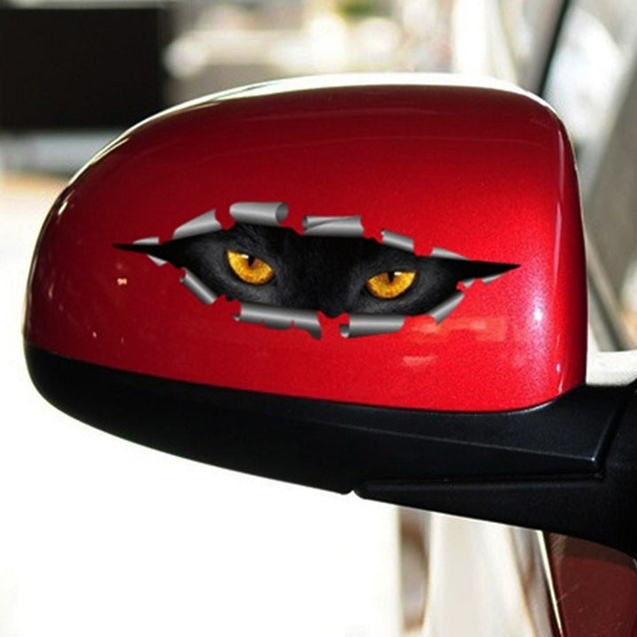Autocollant 3D Voiture Yeux de Chat Noir - 