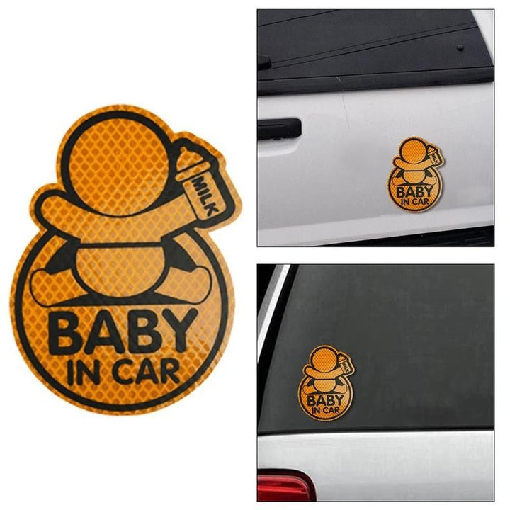 Autocollant Bébé à Bord Voiture Fluorescent - 0