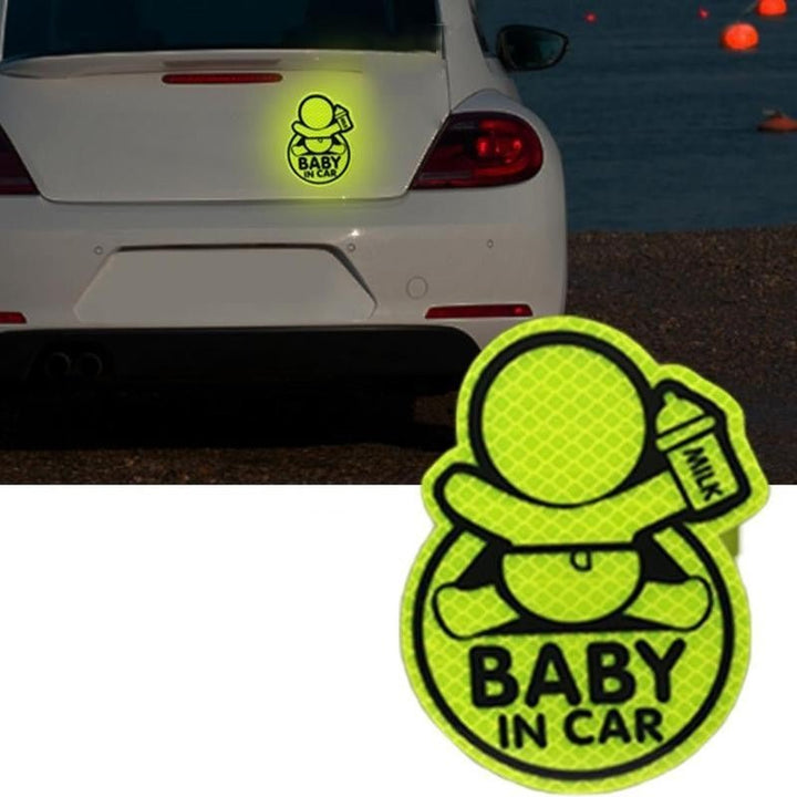 Autocollant Bébé à Bord Voiture Fluorescent - 0