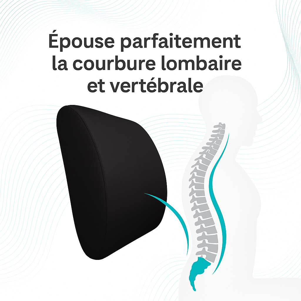 Coussin de Soutien Lombaire Voiture Mousse Mémoire Appui Dos - 0