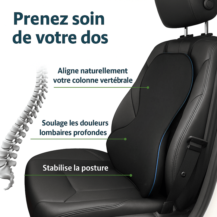 Coussin Dorsal Voiture Ergonomique – Soutien Intégral du Dos & Confort Prolongé - Coussin Lombaire Voiture