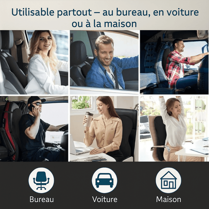Coussin Dorsal Voiture Ergonomique – Soutien Intégral du Dos & Confort Prolongé - Coussin Lombaire Voiture