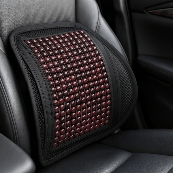 Coussin Lombaire Voiture Massant Perles Bois Posture & Fraîcheur - 0