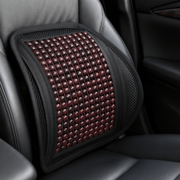 Coussin Lombaire Voiture Massant Perles Bois Posture & Fraîcheur - 0