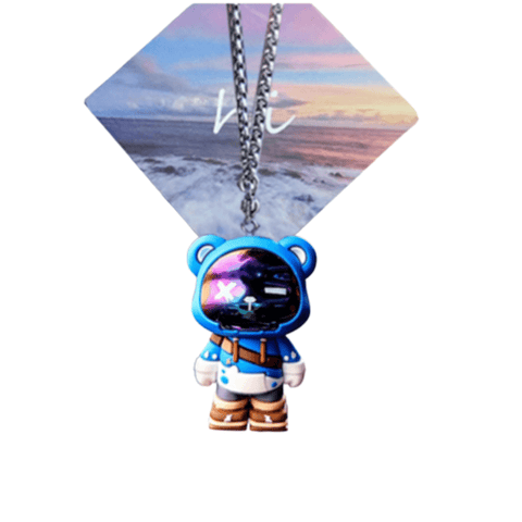 Figurine Ours Cyborg Chaine Aluminium