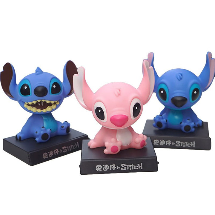 Figurines Disney Lilo et Stitch Têtes Mobiles Voiture - 