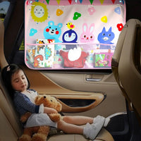 Pare Soleil Bébé Voiture à Ventouse avec Filet de Rangement - 