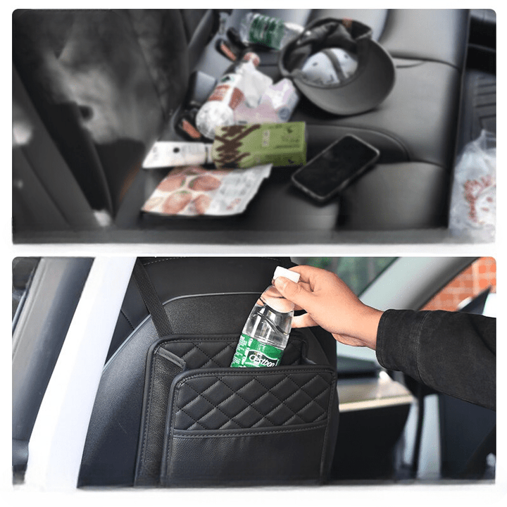 Sac de Rangement Cuir Noir Siège Voiture - 0