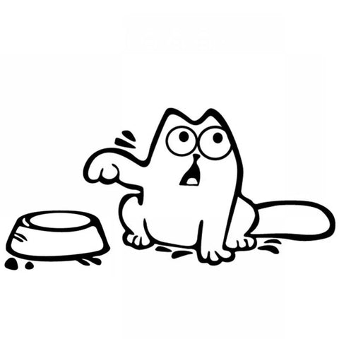 Sticker Voiture Comique Réservoir Chat Affamé