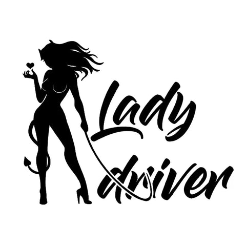 Sticker Lady Driver Silhouette Rebelle Stylisée