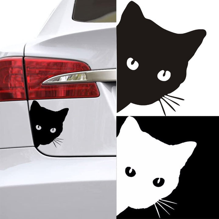 Sticker Voiture Tête de Chat Noir - 0