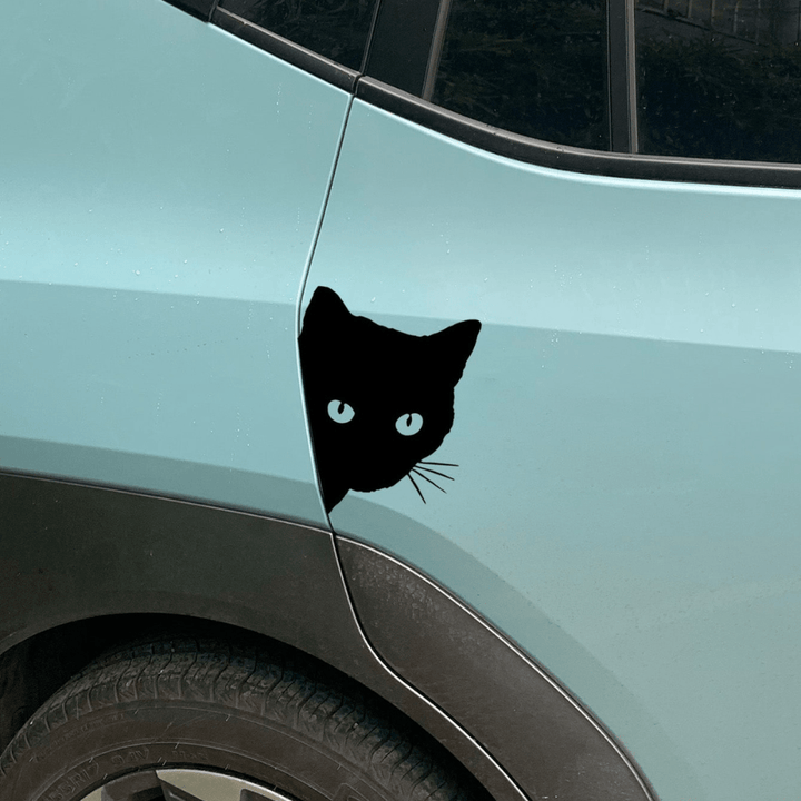 Sticker Voiture Tête de Chat Noir - 0