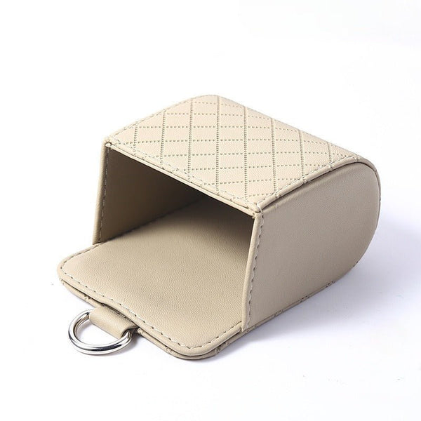 Support Boîtier Cuir Rangement Voiture - 0