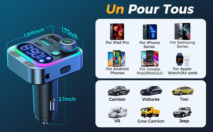 Transmetteur Bluetooth Voiture Multifonction - 0