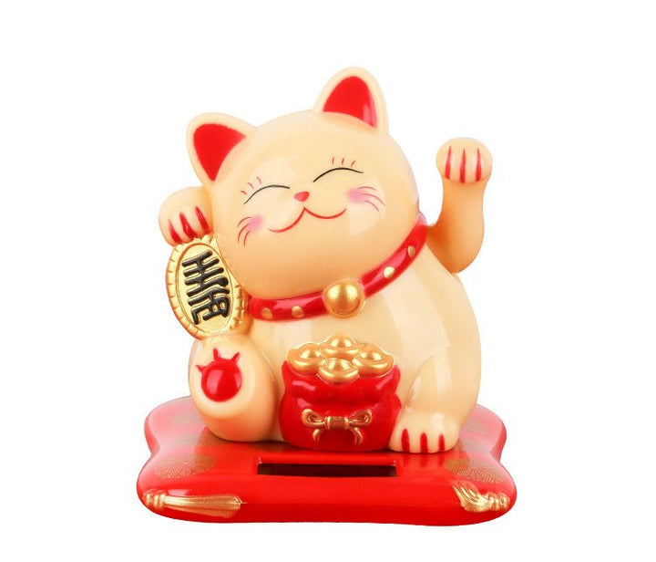 Figurine Solaire Voiture Chat Porte Bonheur - 0