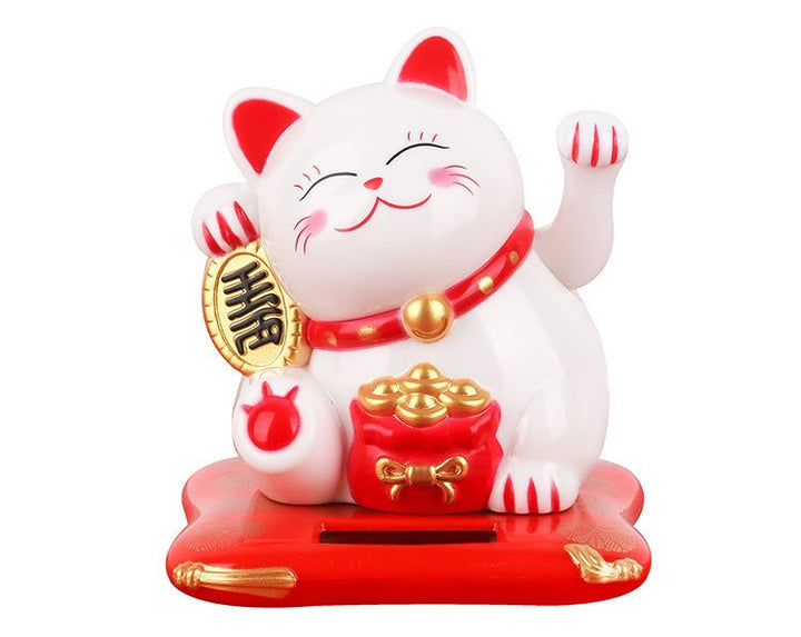 Figurine Solaire Voiture Chat Porte Bonheur - 0