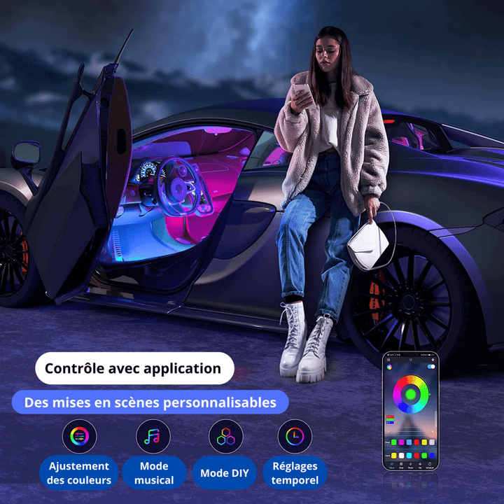 Light Car™ | Rubans LED pour ambiance d'intérieur en couleurs - 