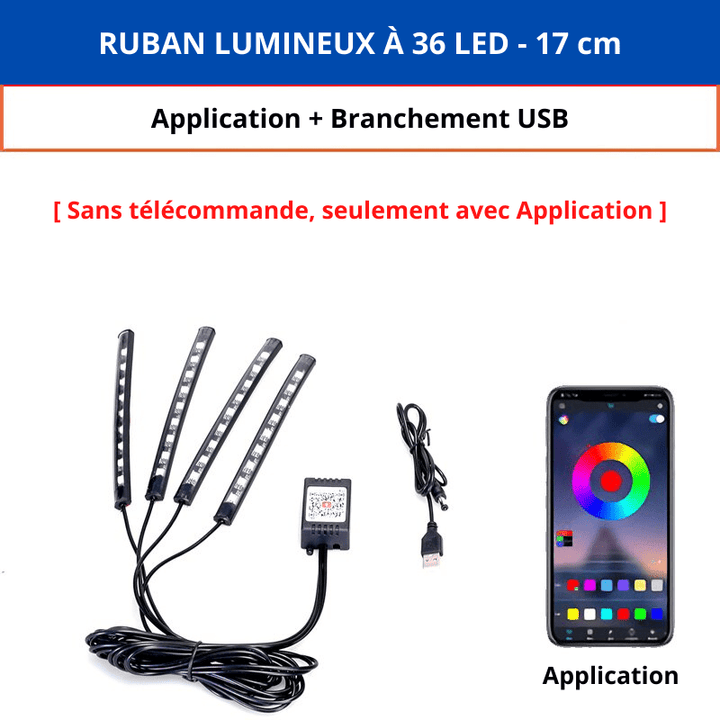 Light Car™ | Rubans LED pour ambiance d'intérieur en couleurs - 