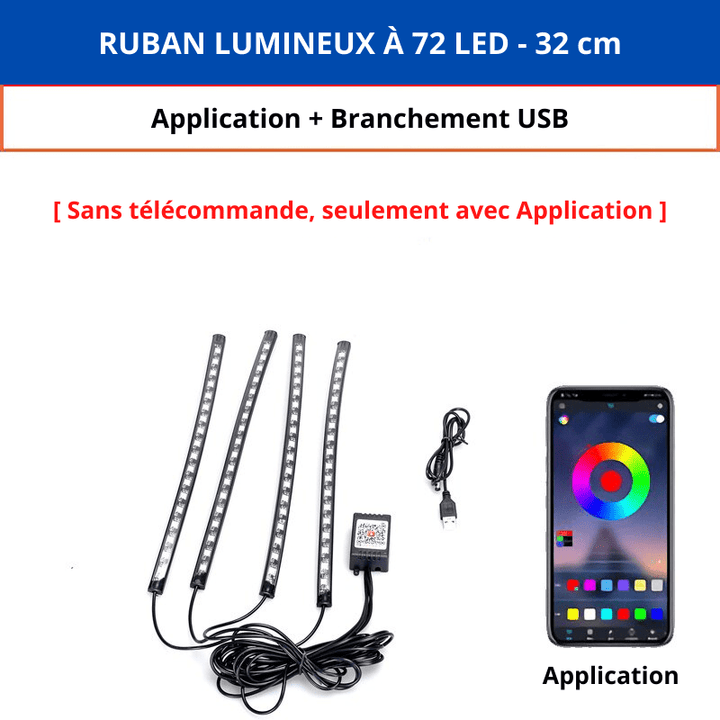 Light Car™ | Rubans LED pour ambiance d'intérieur en couleurs - 