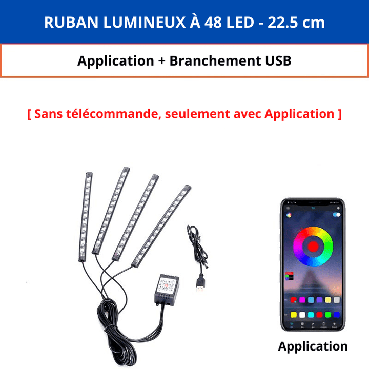 Light Car™ | Rubans LED pour ambiance d'intérieur en couleurs - 