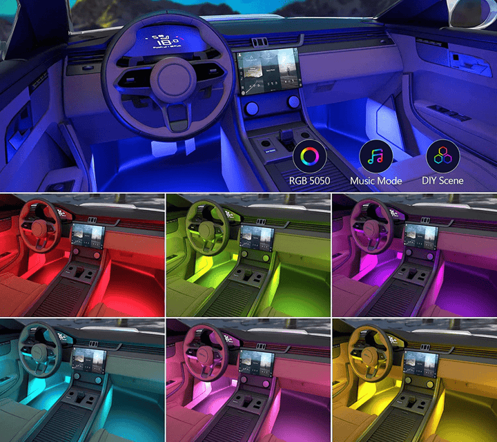 Light Car™ | Rubans LED pour ambiance d'intérieur en couleurs - 